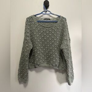moon & madison Sage Green Open Knit Sweater